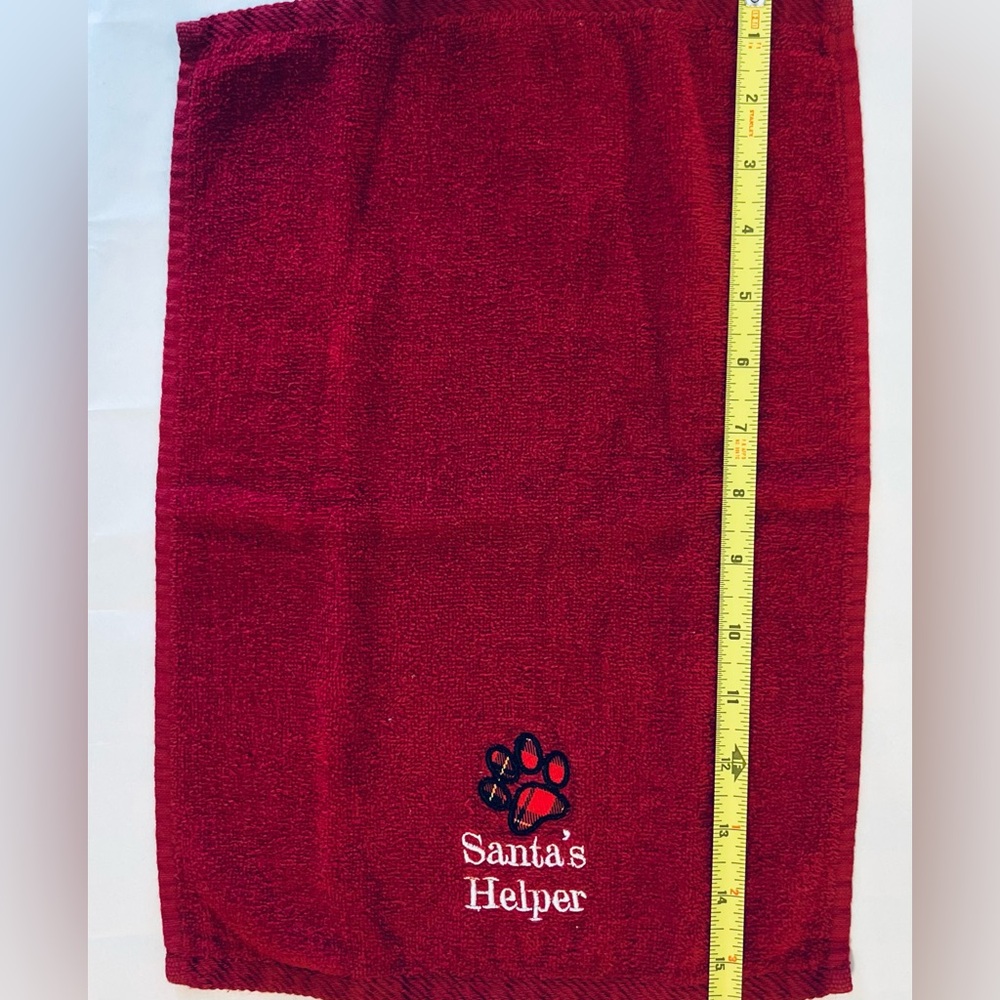 3 pc Essential Home Red Hand Towel Set Stitched Black Lab Dog paw print - Picture 8 of 13